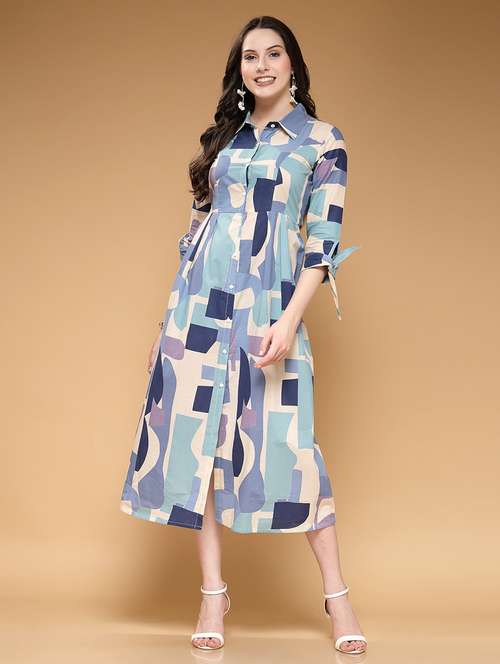 multicolored printed a-line dress - 21481429 -  Standard Image - 0