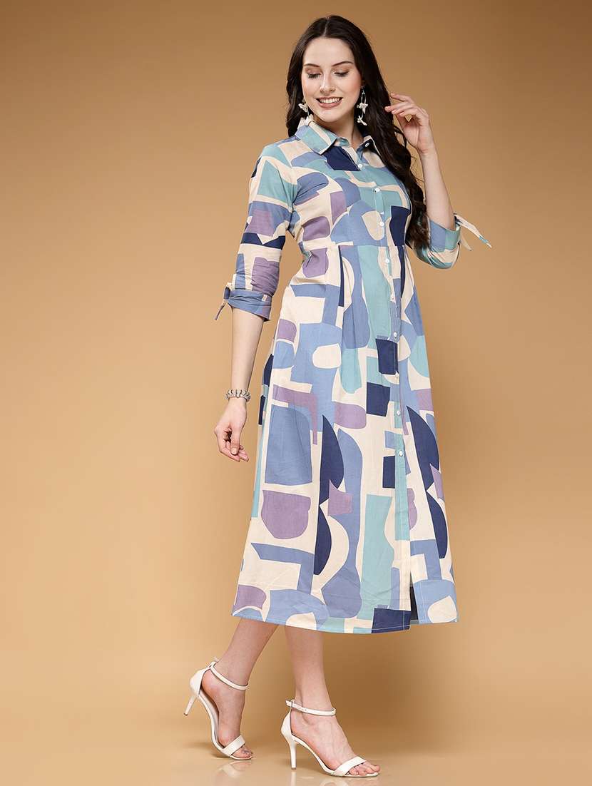 multicolored printed a-line dress - 21481429 -  Standard Image - 2
