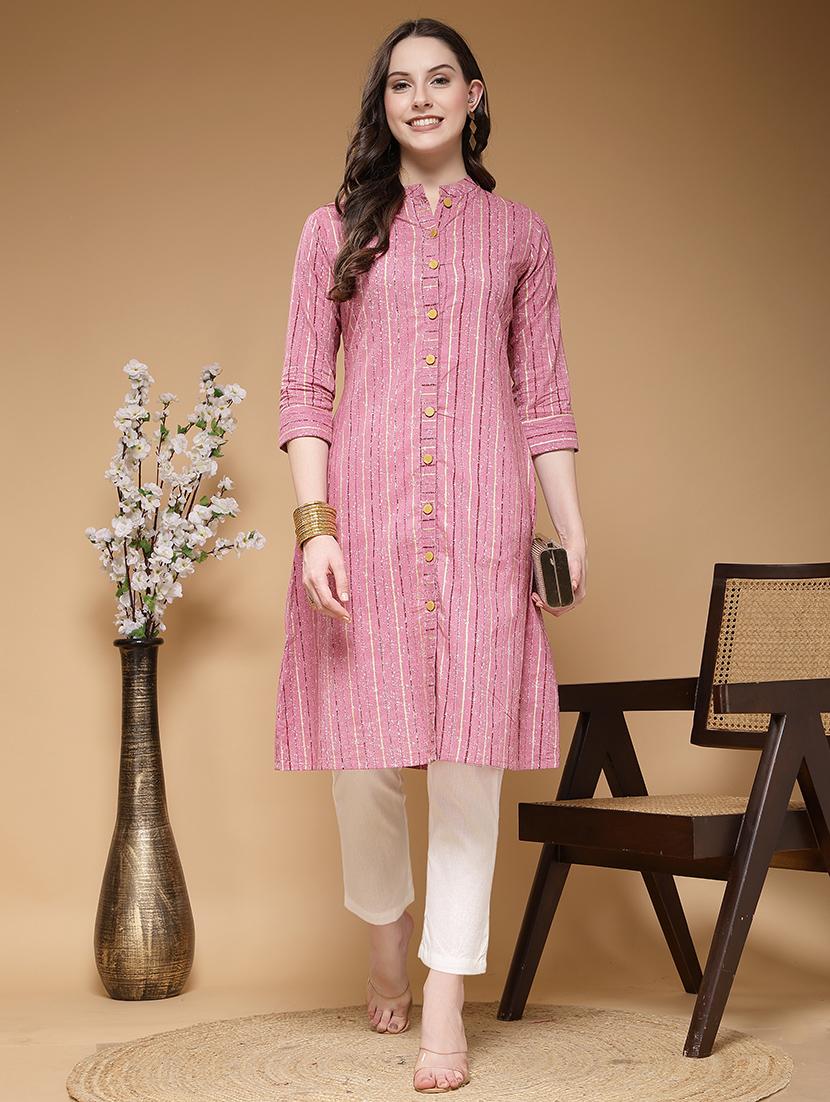 women striped cotton a-line kurta - 21481481 - Zoom Image - 0