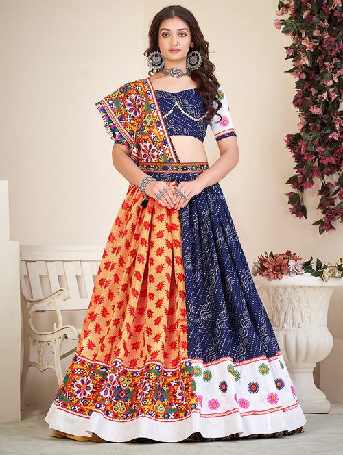 women navy blue flared lehenga - 21481802 - Standard Image - 0