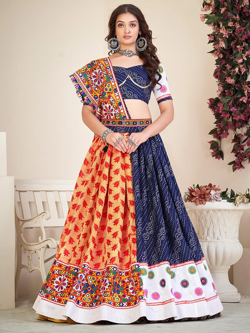 women navy blue flared lehenga - 21481802 - Zoom Image - 0