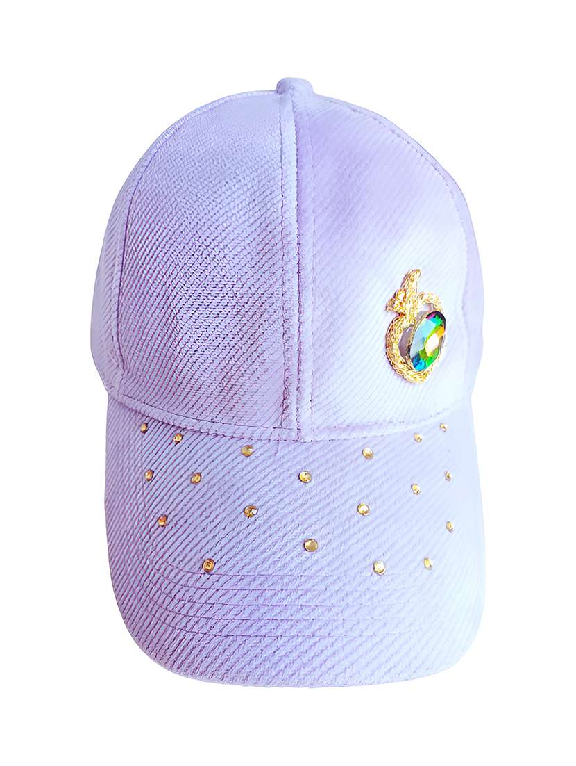 women purple cotton blend cap