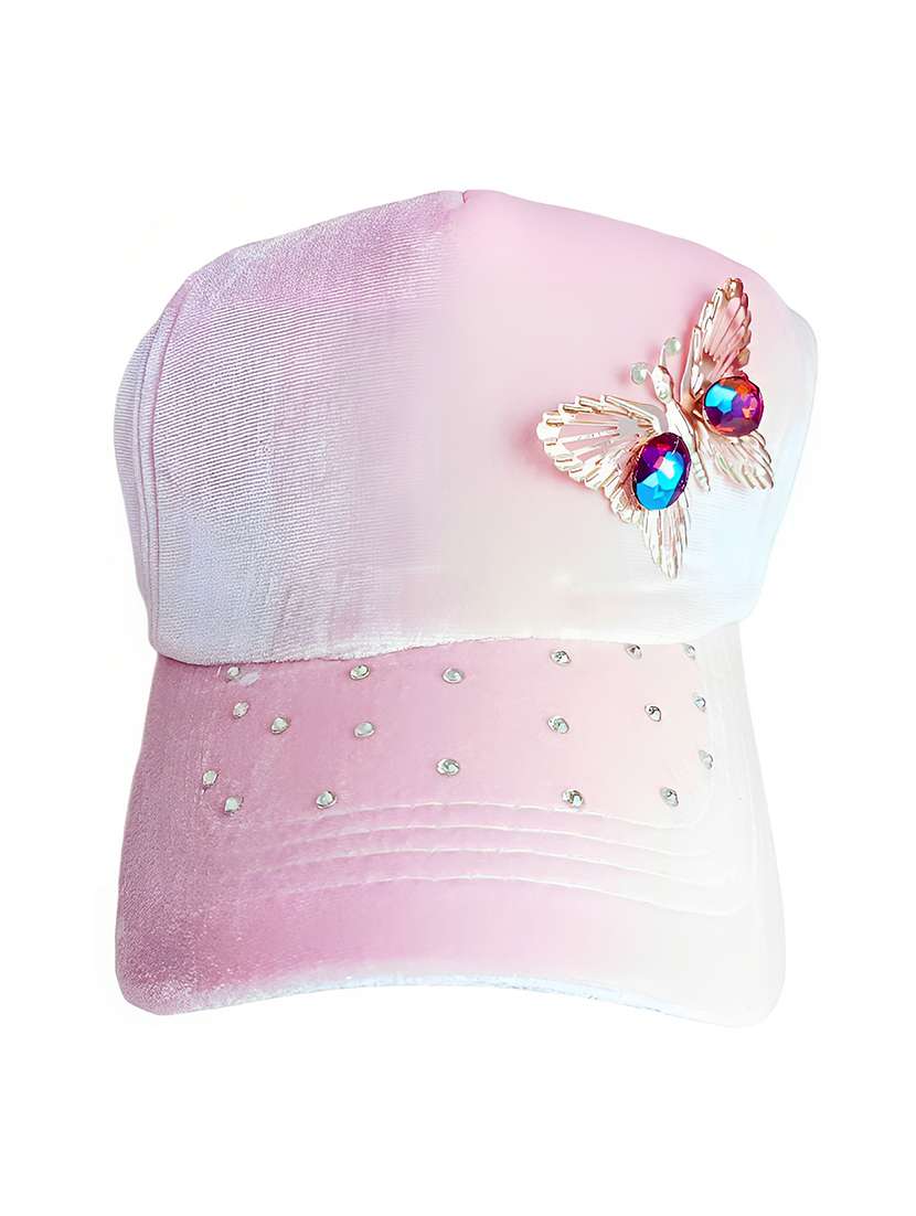 women pink cotton blend cap