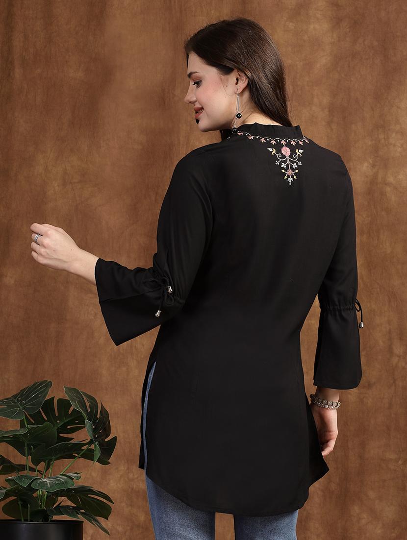 women black cotton regular tunic - 21482529 - Standard Image - 2