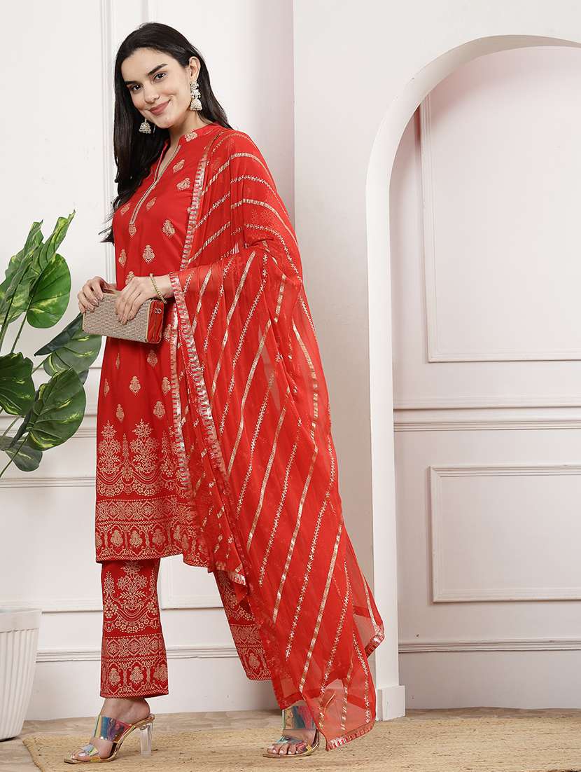 women three quarter sleeve kurta pant with dupatta set - 21482533 -  Standard Image - 2