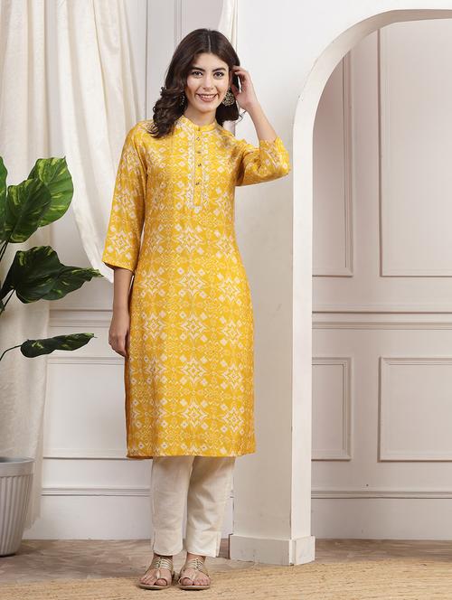 women three quarter sleeve straight kurta - 21482547 -  Standard Image - 0