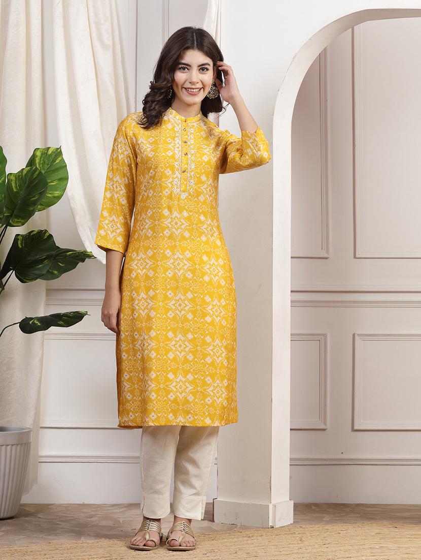 women three quarter sleeve straight kurta - 21482547 -  Zoom Image - 0