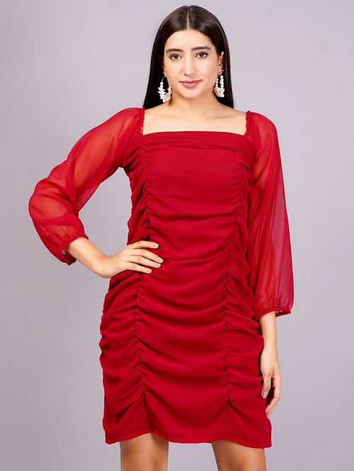 women red georgette bodycon dress - 21482572 - Standard Image - 0