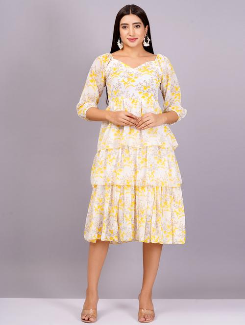 women white georgette layered dress - 21482581 - Standard Image - 0
