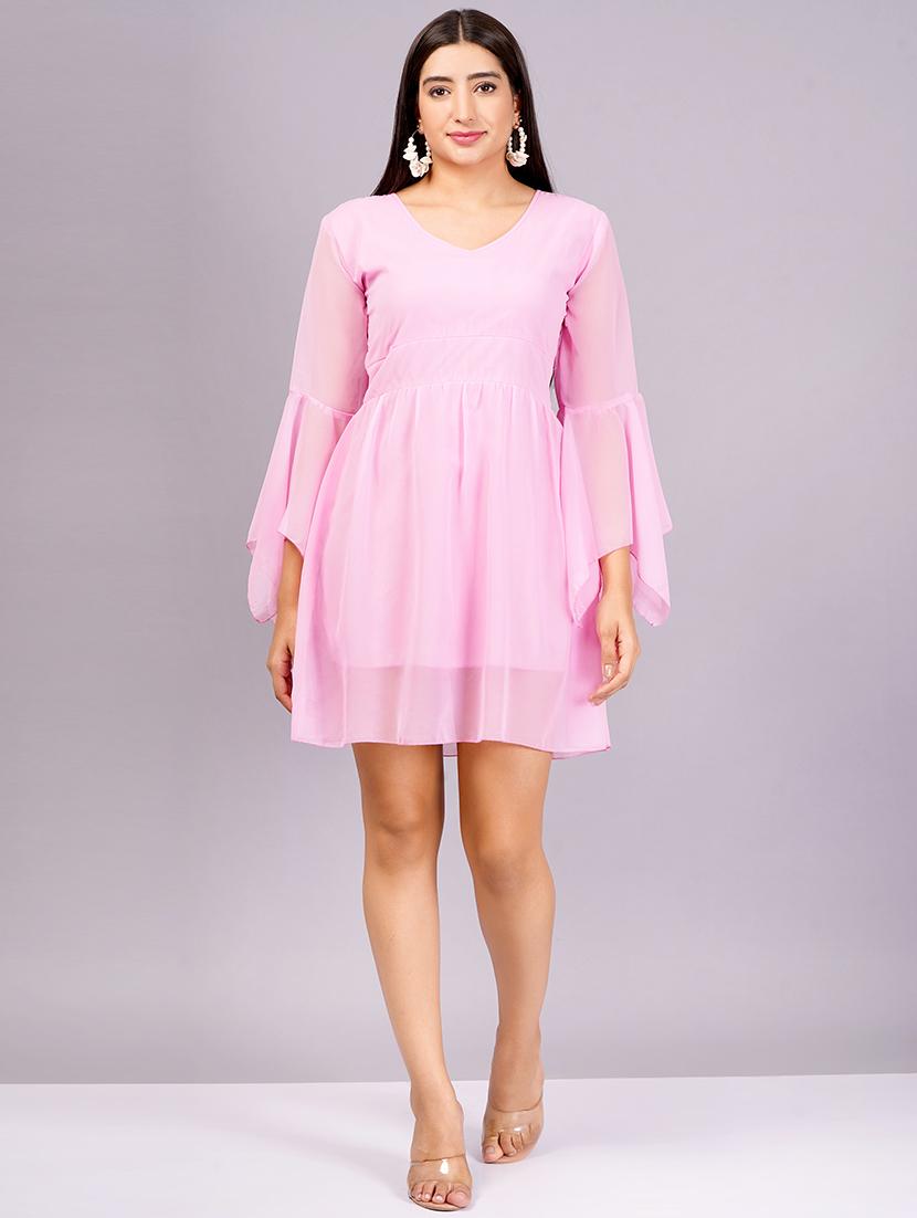 women solid bell sleeves a-line dress - 21482602 - Zoom Image - 0