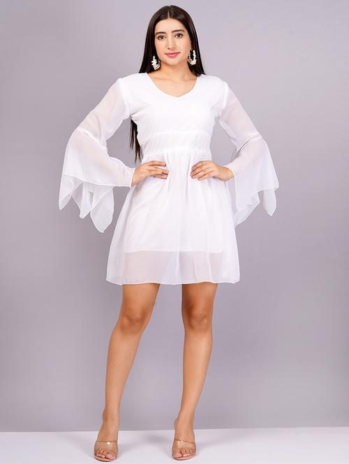 women solid bell sleeves a-line dress - 21482603 - Standard Image - 0
