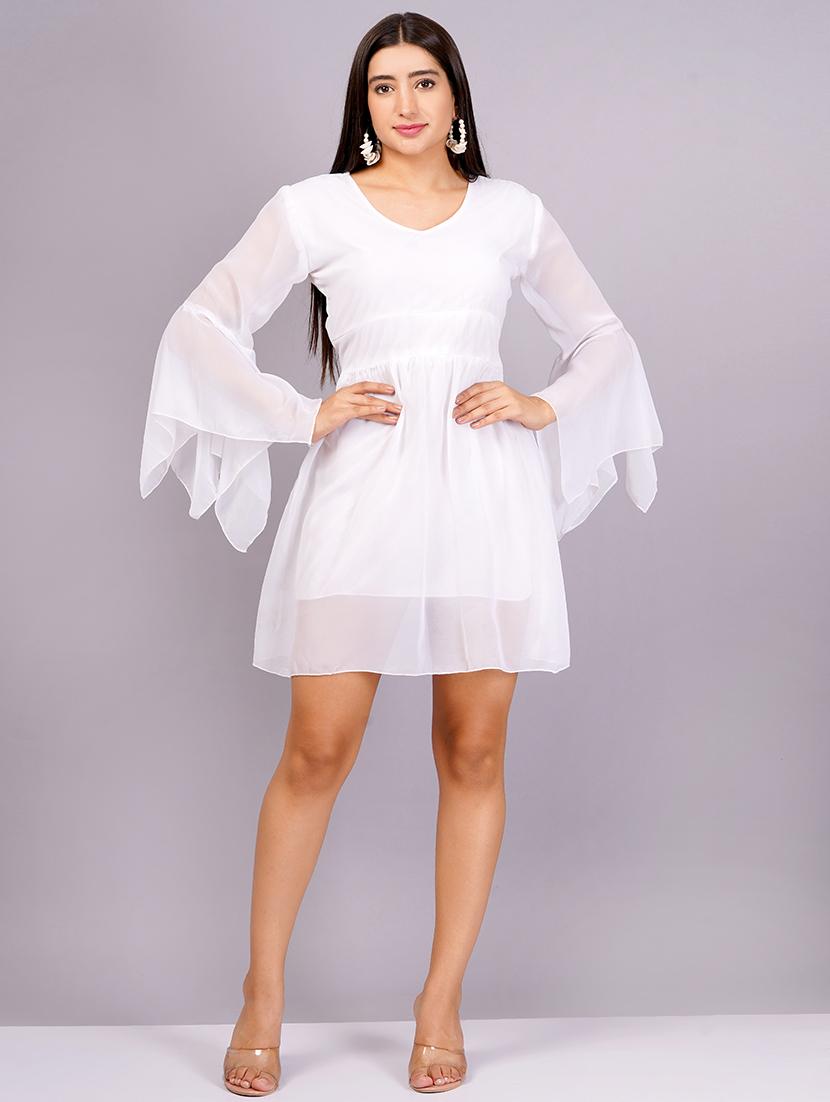 women solid bell sleeves a-line dress - 21482603 - Zoom Image - 0