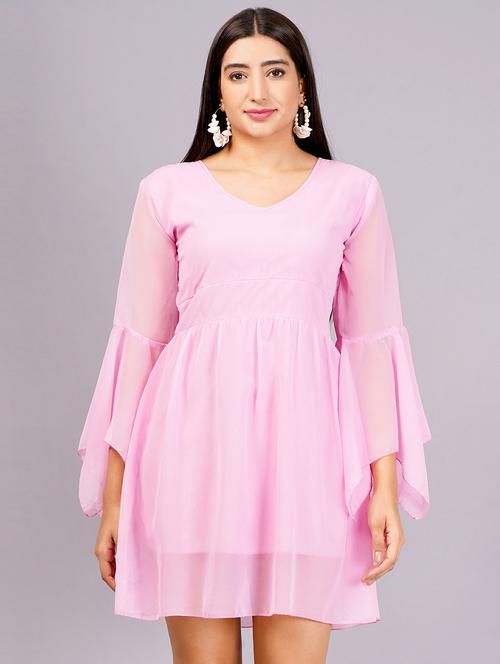women solid bell sleeves a-line dress - 21482639 - Standard Image - 0