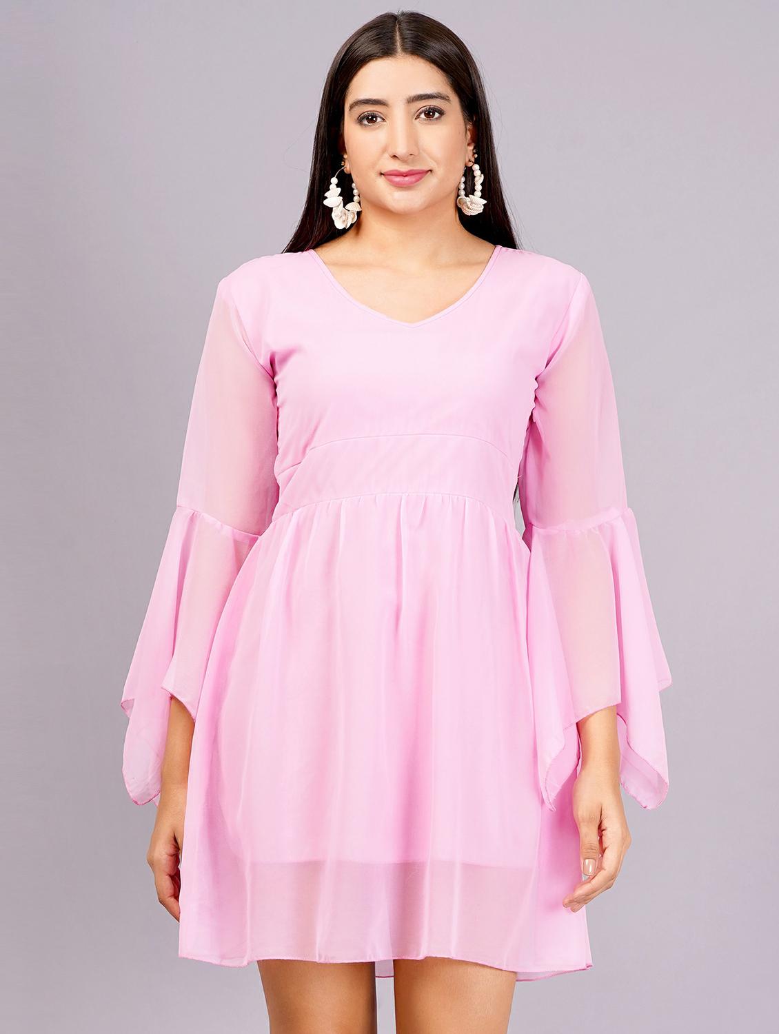 women solid bell sleeves a-line dress - 21482639 - Zoom Image - 0