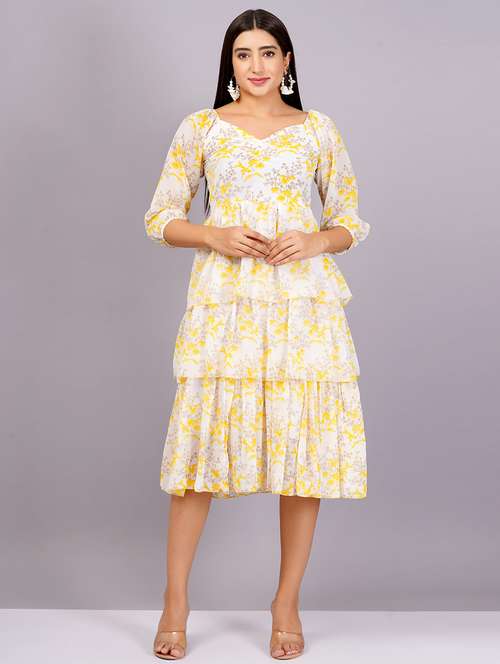 women printed sweetheart neck layered dress - 21482654 -  Standard Image - 0