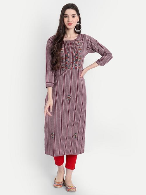 women three quarter sleeve straight kurta - 21482779 - Standard Image - 0