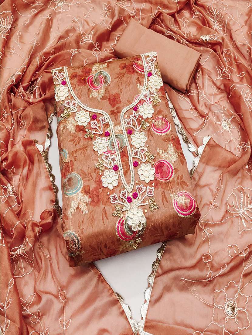 women embroidered unstitched suit set