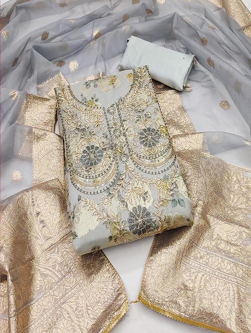 women embroidered unstitched suit set - 21483004 - Standard Image - 0