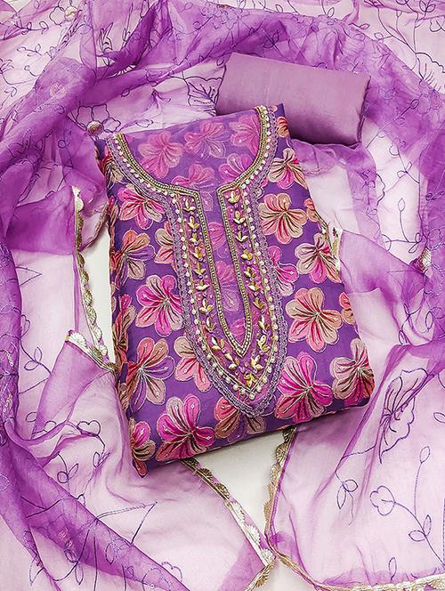 women embroidered unstitched suit set - 21483046 -  Standard Image - 0