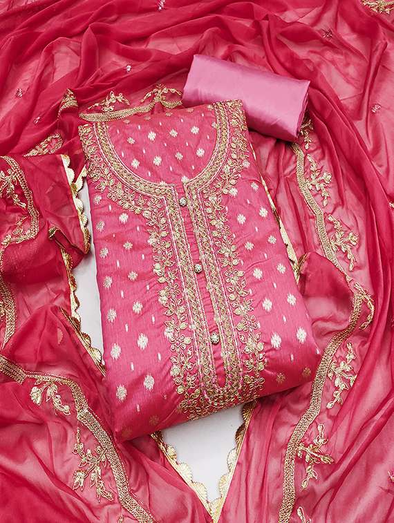 women embroidered unstitched suit set