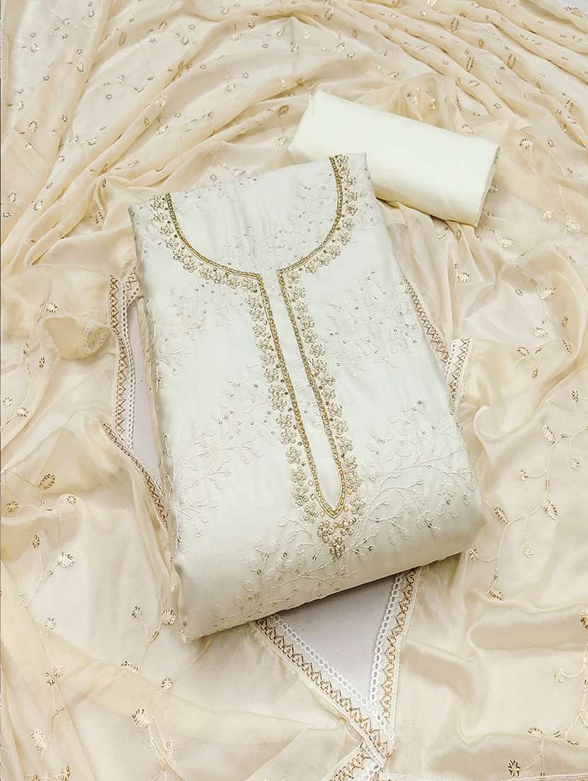 women embroidered unstitched suit set