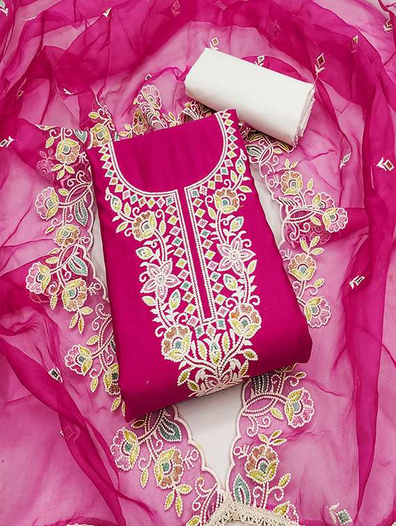 women embroidered unstitched suit set