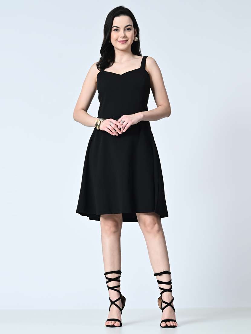 women sleeveless solid fit & flare dress - 21483190 - Zoom Image - 0