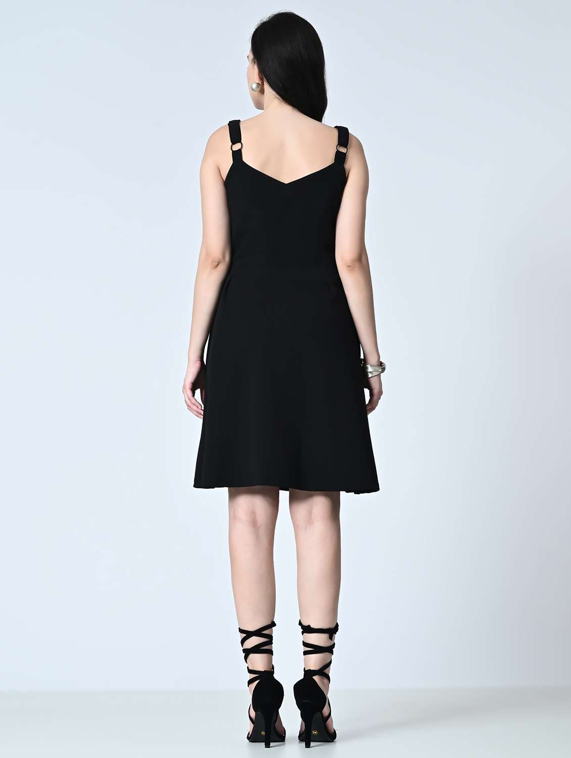 women black lycra blend a-line dress - 21483194 - Standard Image - 2