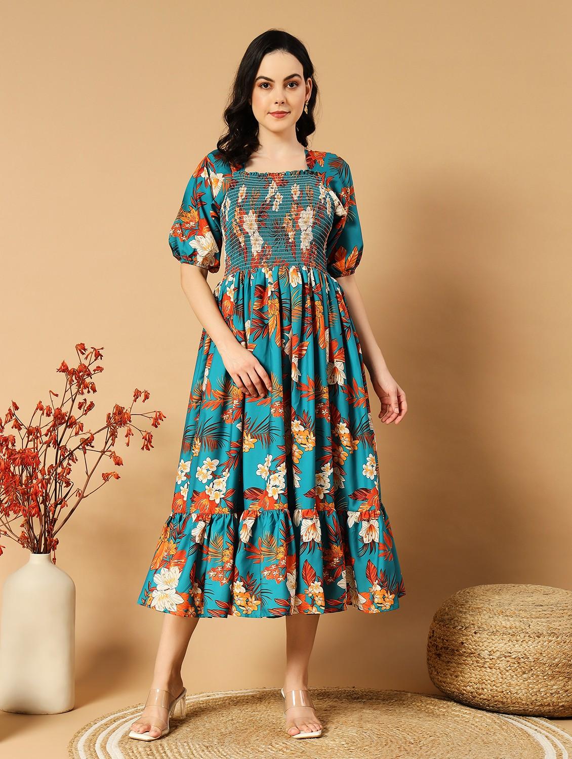 women multicolored printed tiered dress - 21483260 - Standard Image - 2