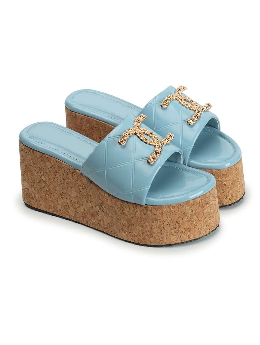 women light blue platforms wedge - 21483400 - Standard Image - 2
