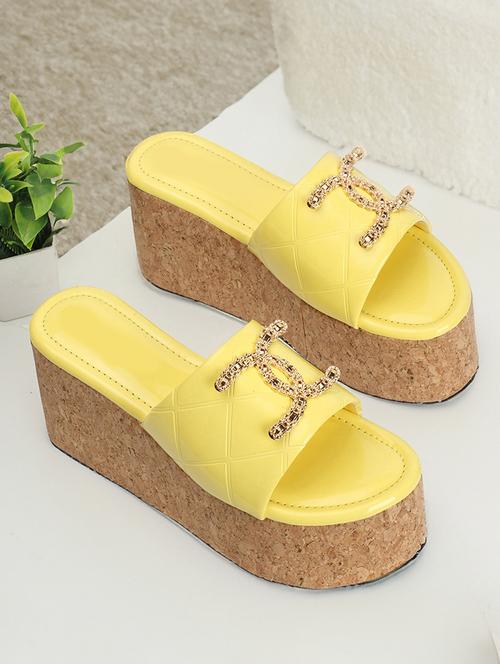 women yellow platforms wedge - 21483402 - Standard Image - 0