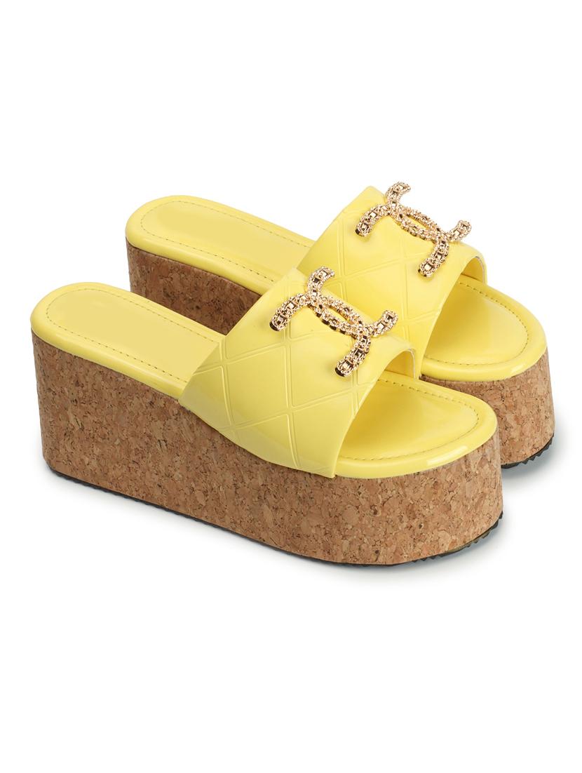 women yellow platforms wedge - 21483402 - Standard Image - 2