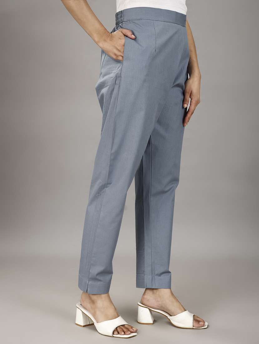 women solid mid rise trouser - 21483427 -  Standard Image - 2