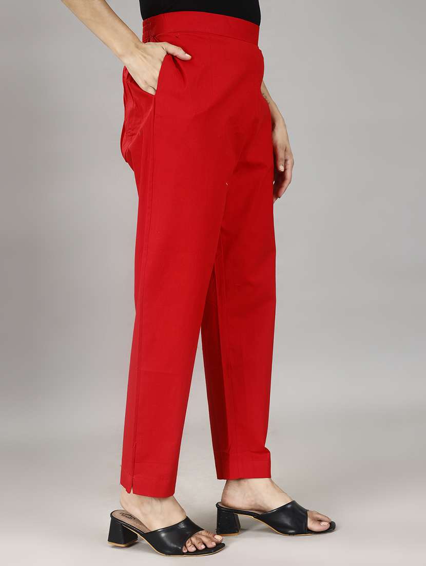 women solid mid rise tailored trouser - 21483432 -  Standard Image - 2