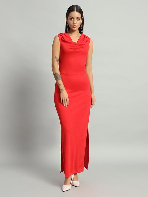women solid cowl neck bodycon dress - 21483469 -  Standard Image - 0