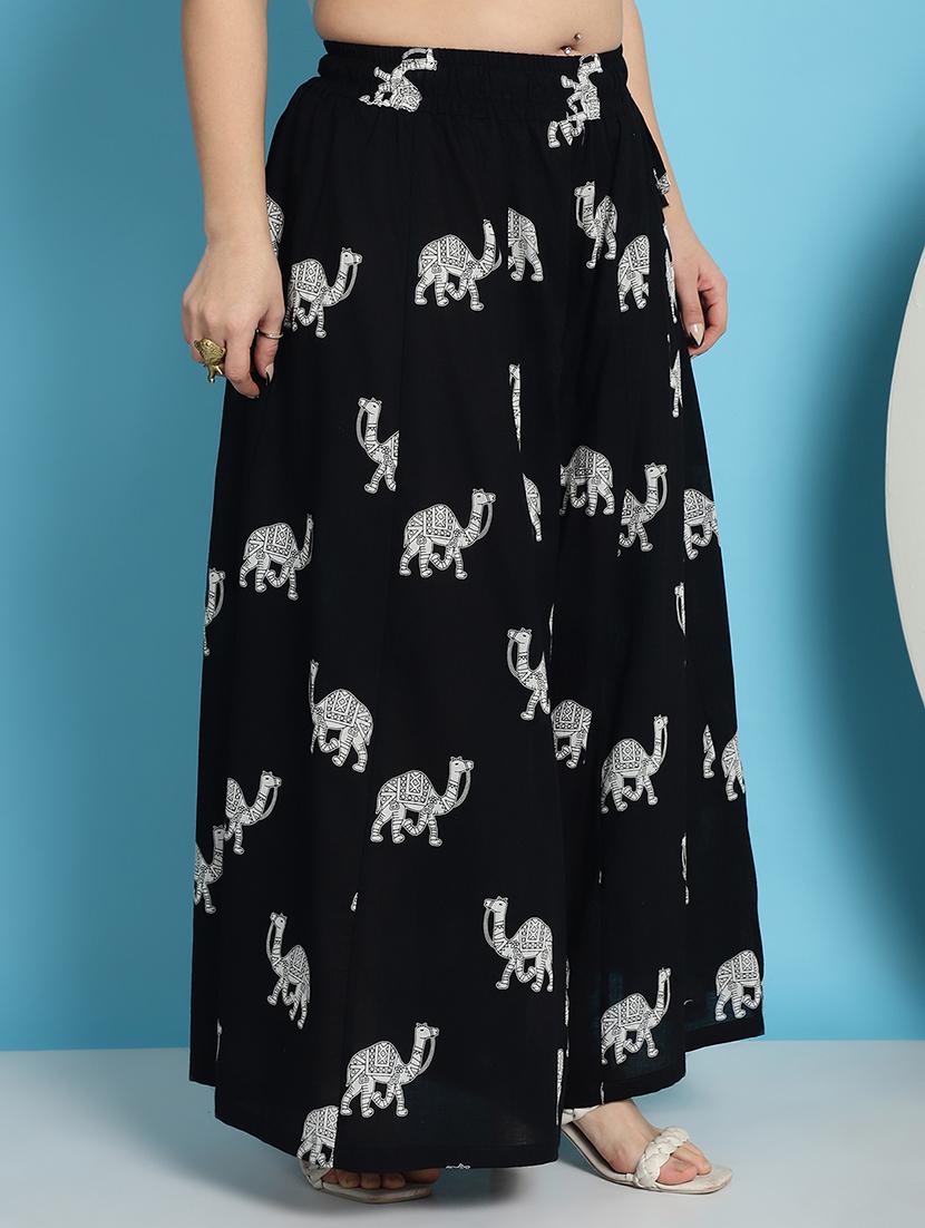 women printed cotton flared palazzo - 21483472 - Standard Image - 2