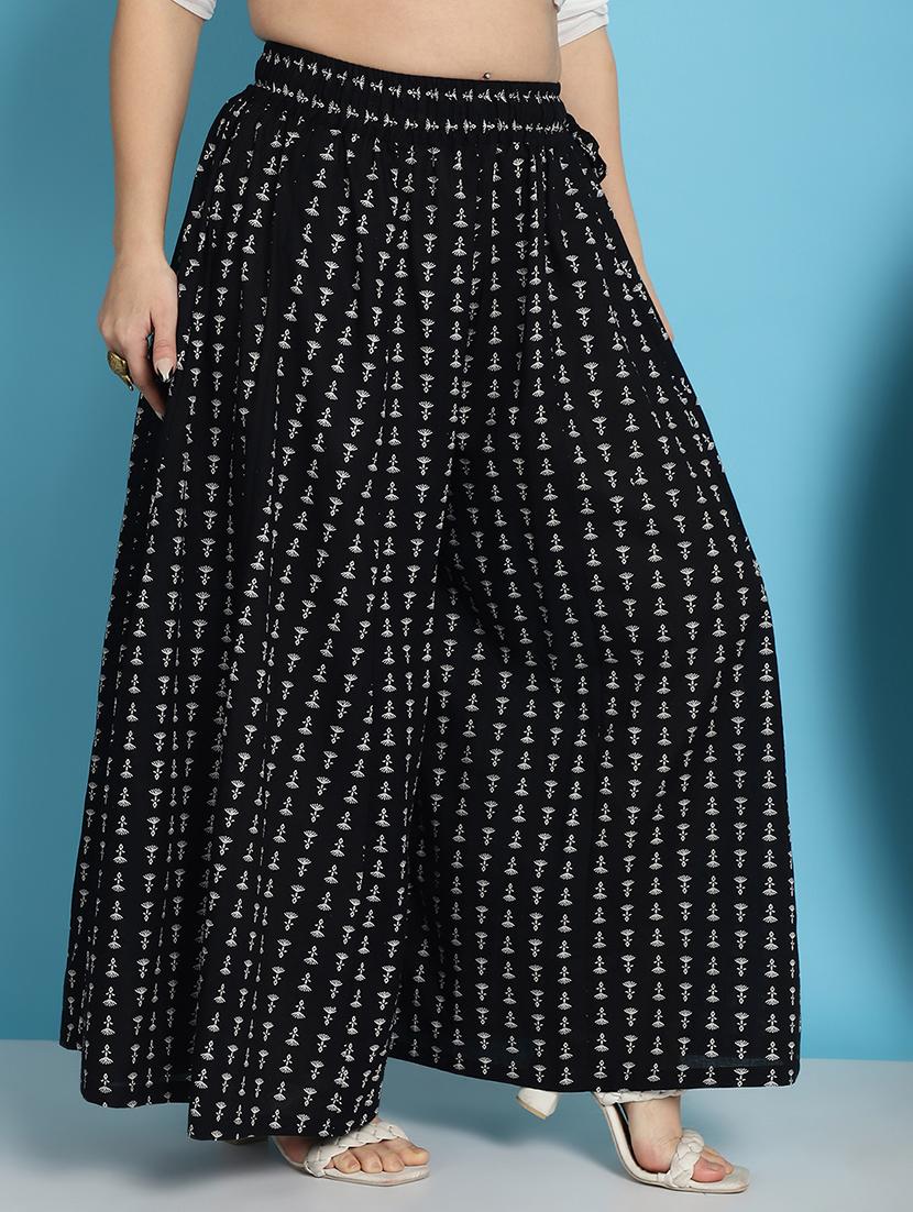 women printed cotton flared palazzo - 21483474 - Standard Image - 2