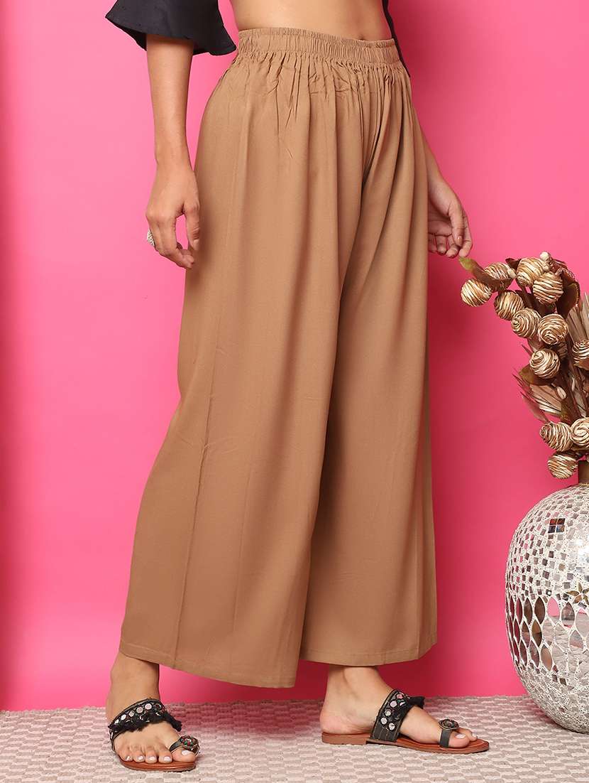 women solid rayon straight palazzo - 21483488 -  Standard Image - 2