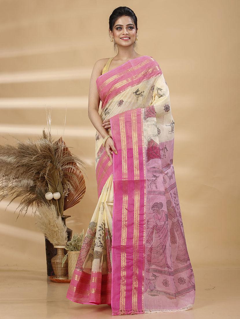 women self design tant saree - 21483554 - Zoom Image - 0