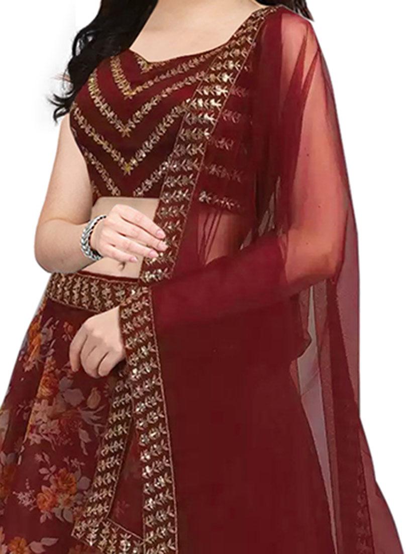 girls floral print lehenga choli with dupatta - 21483827 - Standard Image - 2