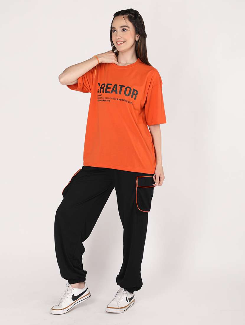 women printed t-shirt & jogger co-ord set - 21483949 - Standard Image - 2