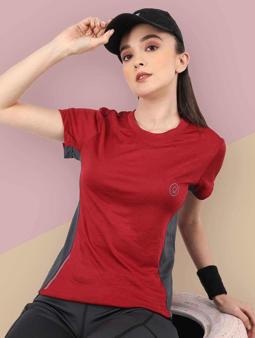 women color block round neck regular t-shirt