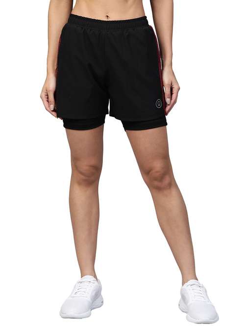 women mid-rise solid sports shorts - 21483966 - Standard Image - 0