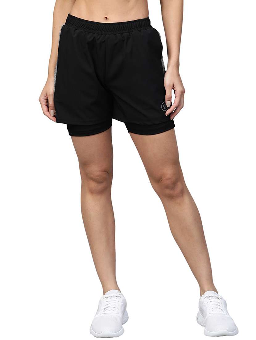 women dark grey polyester sports shorts - 21483968 - Zoom Image - 0