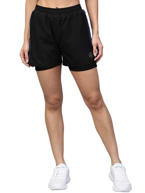 women black polyester sports shorts  - 21483972 -  Standard Image - 0