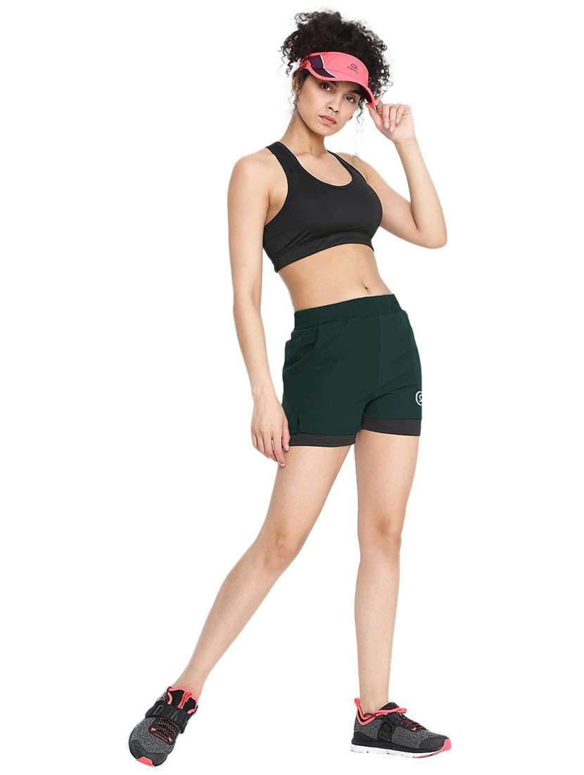 women mid-rise solid sports shorts - 21483981 -  Standard Image - 2