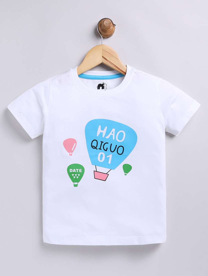 kids white printed cotton t-shirt