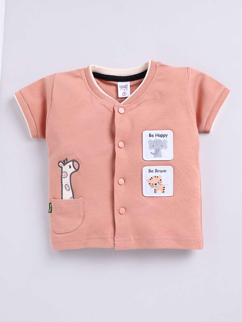 kids peach cotton shorts set - 21484559 - Standard Image - 2