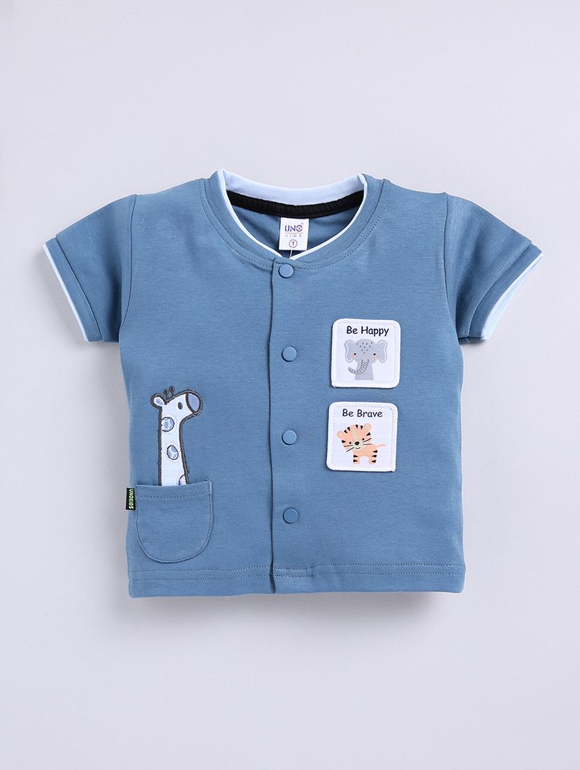 kids blue cotton shorts set - 21484560 - Standard Image - 2