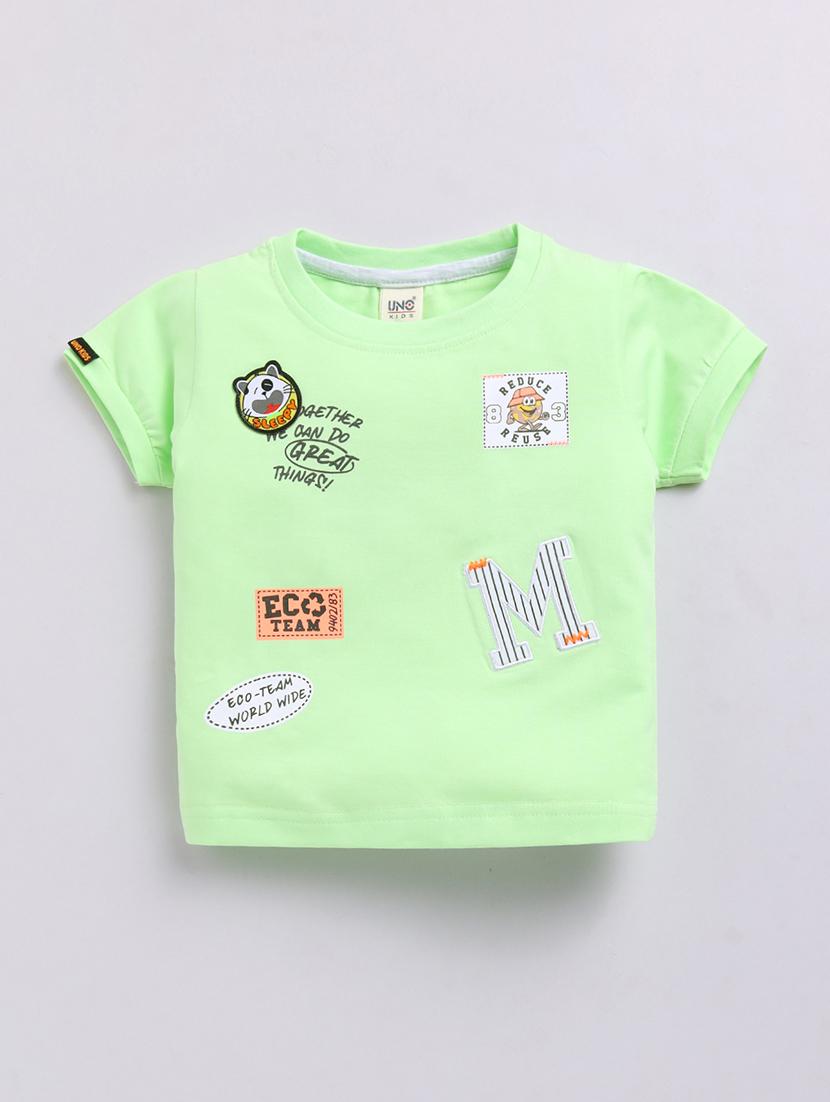 kids neon green cotton blend shorts set - 21484631 - Standard Image - 2